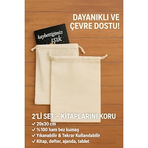 Kitap Kılıfı, Ham Bez, 2'li Set, 20x30 Cm Çok Renkli