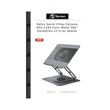 Delux Serisi Cihaz Çalışma Ofis C182 Fanlı Metal 360 Dönebilen 17,3 İnç Standı