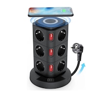 Yeni Akım Korumalı 2.4a Kule Priz Kablosuz Şarj Istasyonu 12x Soketli 2 Type-c 1x Usb Çıkışı Kaliteli Mazeme 2 m