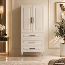 Amalfi Çok Amaçlı Dolap 60 Cm 2 Kapak 3 Çekmece Soft Aytaşı - Çok Amaçlı Kiler Dolabı Bej