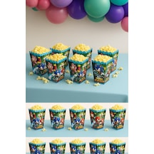 Mısır Pop Corn Kutusu Sonic Temalı 8 Li 8x11,5 Cm Parti Malzemesi