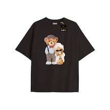 Flood Of Style Siyah Oversize T-shirt Ayıcık Bornoz Özel Tasarım