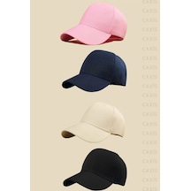 Caxis Spor Şapka Unisex 4 Adet Arkası Cırtlı Ayarlanabilir Siyah-bej-lacivert-tozpembe