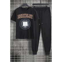 Uyguntarz Unisex Berkeley Baskılı 2'li Eşofman Takımı Siyah