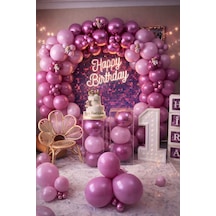 Krom Pembe Toz Pembe Ve Yaban Çileği Balon Zinciri 100 Adet Mix