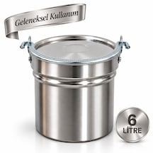 6 Litre Paslanmaz Krom Çelik Yoğurt Mayalama Ve Süt Kabı Satır/bakraç Demir Kulp Metalik