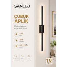 Dekoratif 12w İç Mekan Siyah Kasa Gün Işığı 80 Cm Duvar Aplik Elektrikli 10 Adet