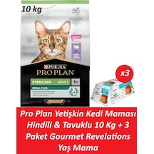 Pro Plan Yetişkin Kedi Maması Hindili & Tavuklu 10 Kg + 3 Adet Gourmet Ton Balıklı Yaş Mama
