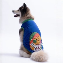 Mavi Happy Go Büyük Köpek Tişörtü - Köpek Kıyafeti 15 Kg-45 Kg