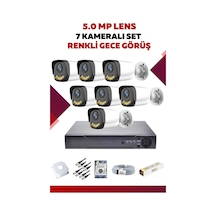 7 Kameralı Set - 5mp Sony Lensli Full Hd Renkli Gece Görüşlü Güvenlik Kamerası Sistemi - Dhsrm375ıc