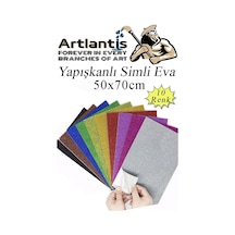 Simli Yapışkanlı Eva 50x70 Cm 10 Renk 1 Paket Simli Yapışkanlı Eva Süngeri 10'lu Okul Kreş Anasınıfı Elişi Etkinlikleri