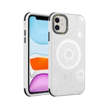 Apple Uyumlu iPhone 12 Kılıf Zore Wireless Şarj Özellikli Desenli Hot Kapak-beyaz