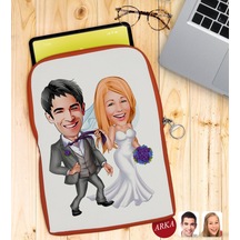 Bk Gift Kişiye Özel Evleniyoruz Karikatürlü Taşınabilir Koruyucu Tablet Kılıfı & Organizer Çanta - Turuncu-6 Kılıf