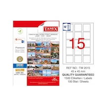Tanex Tw-2015 Laser Etiket 45X45 MM 1 A4 Satfada 15 Etiket