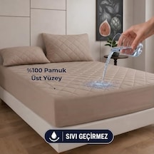 Formeya Kahverengi Kapitone Sıvı Geçirmez Yatak Koruyucu Fitted Alez Çarşaf%100 Pamuk 160x200 Açık Gri
