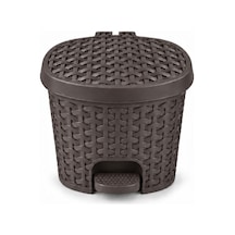 Tr 3 Litre Hasır Desenli Pedallı Çöp Kovası, Rattan Görünümlü Plastik İç Kovalı Kapaklı Banyo Mutfak Çöp Genel