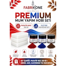 Premium Mum Yapım Hobi Seti - Parafin Wax 250 Gr - 3'lü Toz Mum Boyası Seti - Kırmızı, Mavi, Kahverengi Bkfabpw2503kmkh Karışık