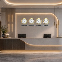 Luxtime Gold Series 36 Cm 4 Lü Tabelalı Dünya Duvar Saati Çok Renkli