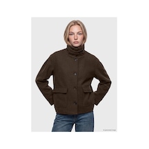 LC Waikiki Alıta Cıty Farkıyla Xsıde Kahverengi Oversize Kadın Kaşe Kaban Kahverengi - 931319929 Kahverengi