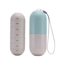 Agoodshop Haftalık Hap Organizer Kutusu - Modern Gri/yeşil Ahşap