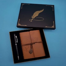 Taba Deri Defter Ve Kalem Set Çok Renkli