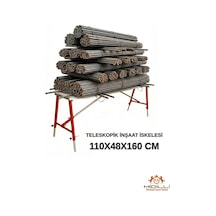 Alüminyum Gövdeli Çelik Ayaklı Teleskopik Katlanır İnşaat İskelesi - 400 Kg Taşıma Kapasitesi 110x48x160cm