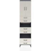 Hyperion Dolap 4 Raflı 6 Çekmeceli 2 Kapaklı 60x44x243 Antrasit-aytaşı Antrasit