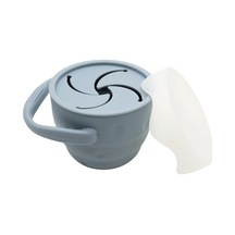 Jianfan Katlanabiler Silikon Bebek Dökülmez Atıştırmalık Kabı Toz Mavisi Gri - Mavi