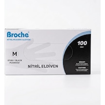 Broche Siyah Medium Pudrasız Nitril Dövme Eldiveni 100 Adet