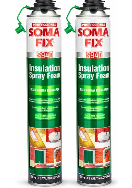 2 Adet Somafix Poliüretan Isı Ve Ses Yalıtım Köpüğü S940