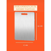 Paslanmaz Çelik Kesme Tahtası 17x25 Cm 1 Adet Çelik Gri Diğer