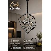 Modern Premium Siyah Metal Kafes Sarkıt Avizesi 6 Ampül Hediyeli X E14 Duy Salon Mutfak Modelleri