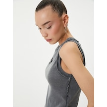 Koton Pencere Detaylı Atlet Bisiklet Yaka Pamuklu Slim Fit Antrasit 4sal30034ık 4SAL30034IK929