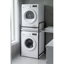 Reyo Falez Çamaşır Makinesi Dolabı Raf Metal Düzenleyici Organizer 2 Katlı Banyo Rafı Çok Amaçlı Dolap Siyah - 262