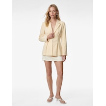 Koton Dikiş Detaylı V Yaka Uzun Kollu Peplum Blazer Ceket Sarı 6sak50107uw