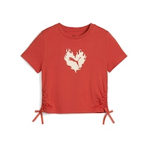 Puma Flamıng Love Knotted Tee Kırmızı Kız Çocuk Kısa Kol T-shirt 000000000102230809 Kırmızı