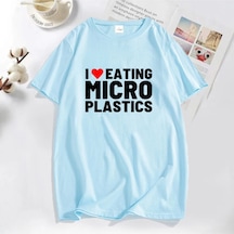 Flood Of Style Ben Microplastic T-shirt Erkekler Komik Mmicroplastic Mizah Mektup Baskı Tee Tops Yaz Pamuklu Mavi