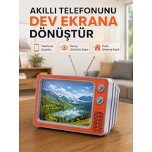 Retro Tv Telefon Ekran 12'' Hd Görüntü Büyütme Standlı Katlanabilir Telefon Tutucu - Lisinya Turuncu
