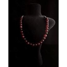 Granat Doğal Taşlı Çelik Kolye -pure Serisi Kırmızı