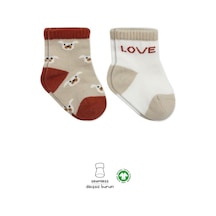 Diğer Markalar 2'li Love Dog Penye Soket Çorap 10118 Bej Çok Renkli