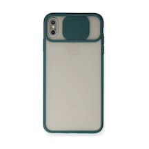 Apple  Uyumlu - iPhone X Kılıf Palm Buzlu Kamera Sürgülü Silikon - Yeşil Çok Renkli