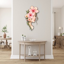 Çiçekli Kadın Profili - Metal Tablo - Dec0186 37 X 65 Cm Çok Renkli