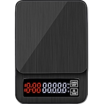 10kg Çay/kahve Ölçer, Zamanlayıcı & Led Ekranlı, Tare Fonksiyonu, Usb/pil Çift Besleme, Pişirme & Pastane İçin Hassas Dijital Terazi Siyah Siyah