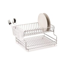 Geseus Home İki Katlı Tabaklık Bulaşıklık Krom Şeffaf Kb005