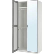 Ikea Beyaz Sağlam Kapaklı Gardırop Beyaz-aynalı Cam