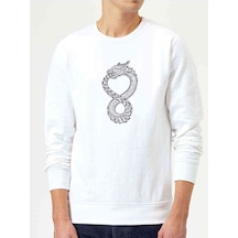 Altered Carbon Ejderha Black Baskılı Beyaz Erkek Sweatshirt
