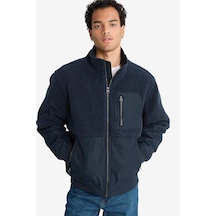Defacto Regular Fit Triko Detaylı İç Cepli Pelüş Mont F5048ax25wnnv175 Lacivert-nv175