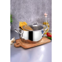 Polochef Paslanmaz Çelik Derin Tencere 30 Cm Kapaklı Gümüş