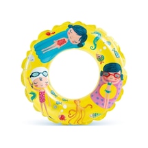 Sarı Basklı Simit 61 Cm 6-10 Yaş Yüzme Simidi Havuz Deniz Şişme Yüzücü Sea Ring Pool