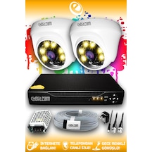 Elitcam 2 Kameralı Dome 2 İç Kamera Set HDD'siz Full HD Renkli Gece Görüşlü Güvenlik Kamerası Sistemi
